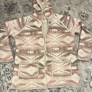 O'Neill Cream Aztec print Sherpa lined hooded jacket